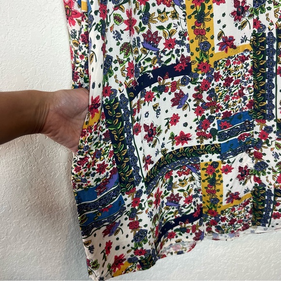 Natural Life Georgia patchwork floral button down shirt dress long line tunic - Picture 4 of 8